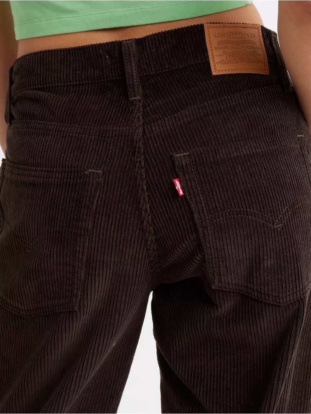 Levi's Baggy Dad Chocolate Brown Corduroy Jeans with Back Patch 26